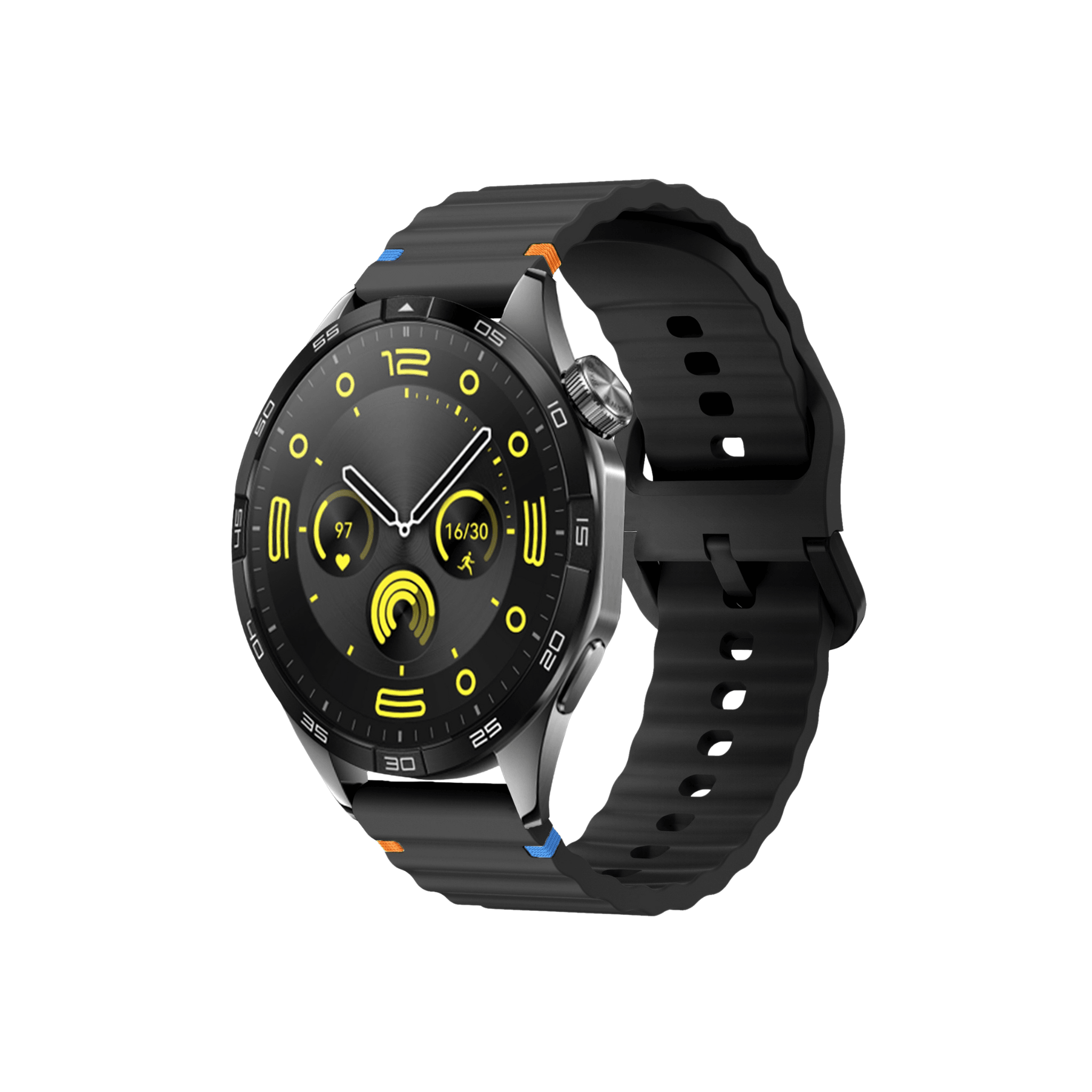 Aurum Sportarmband in Schwarz – robustes Wellen-Design für Garmin, Samsung & Amazfit (20 mm)